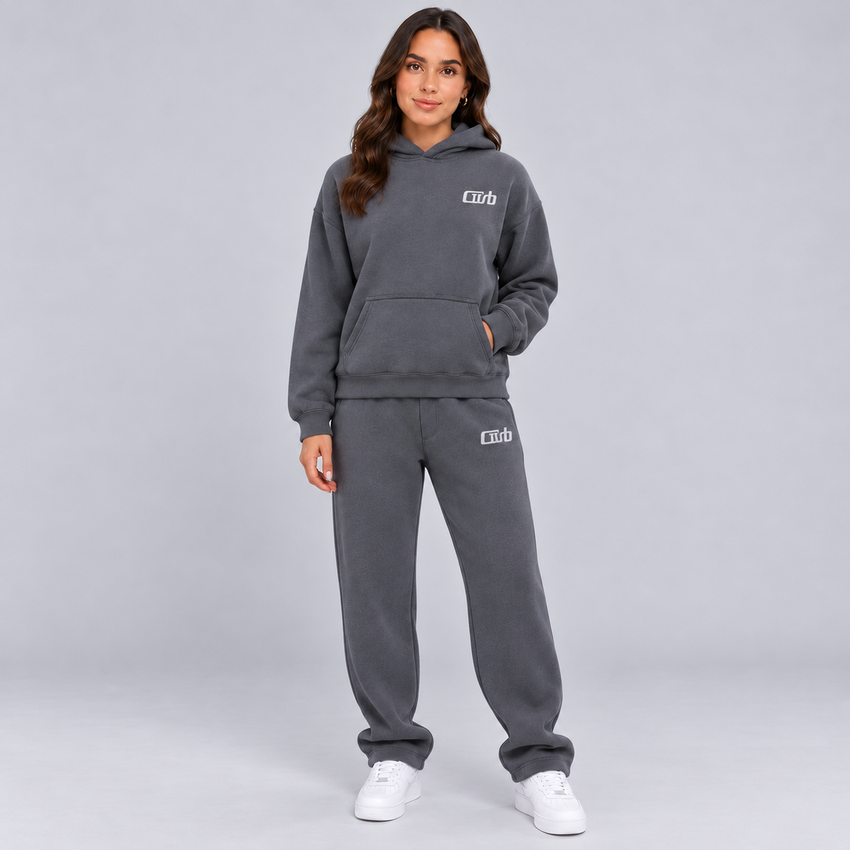 Montarello Women's Tracksuit Hooded Two Piece Relaxed Fit - Grey - main