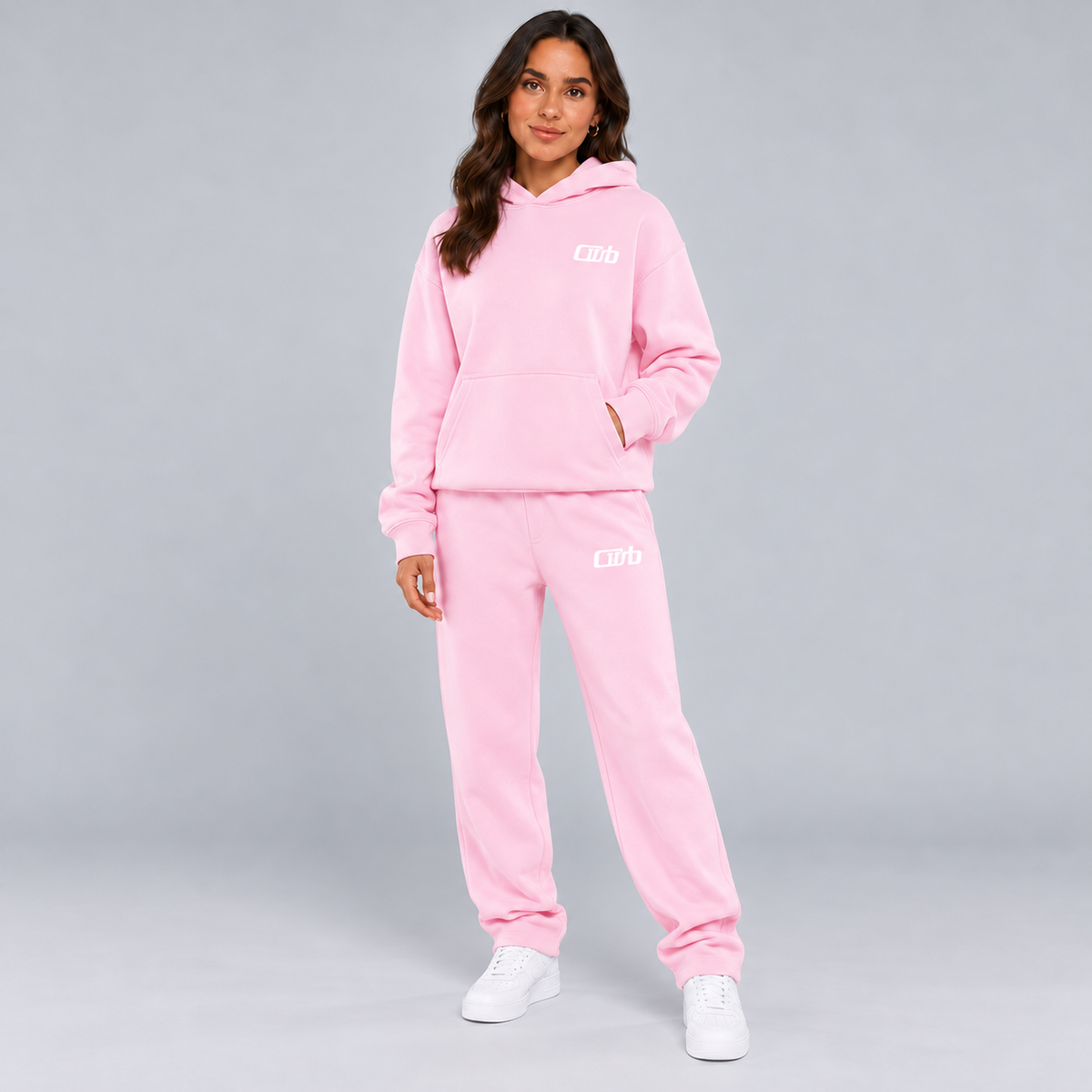Montarello Women's Tracksuit Hooded Two Piece Relaxed Fit - Light Pink - main