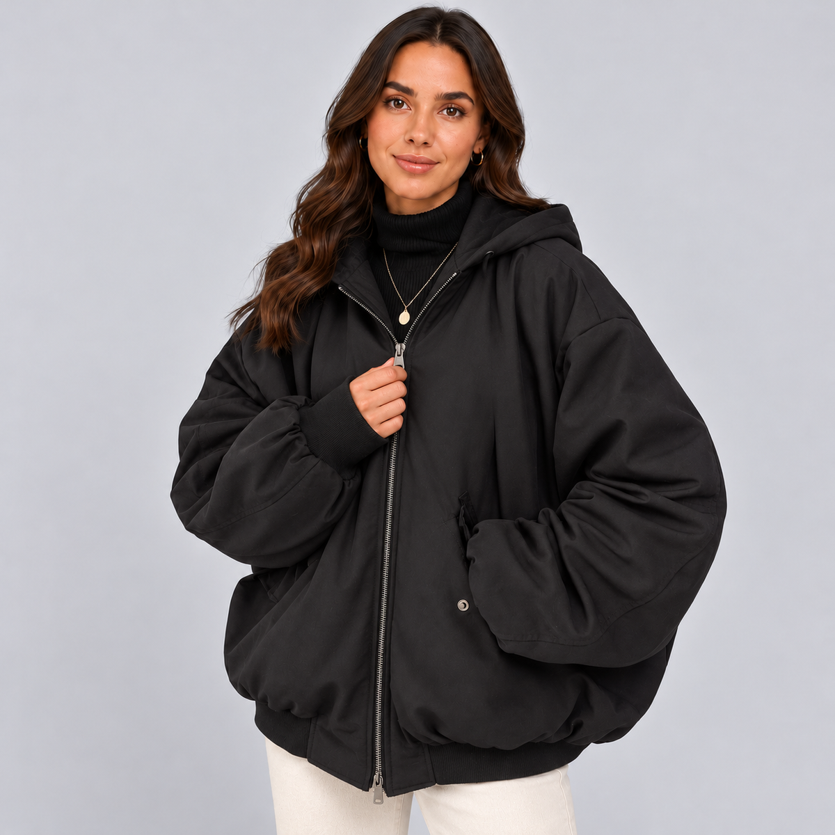 Montarello Women's Winter Jacket Double Layer Relaxed Fit - Black - main