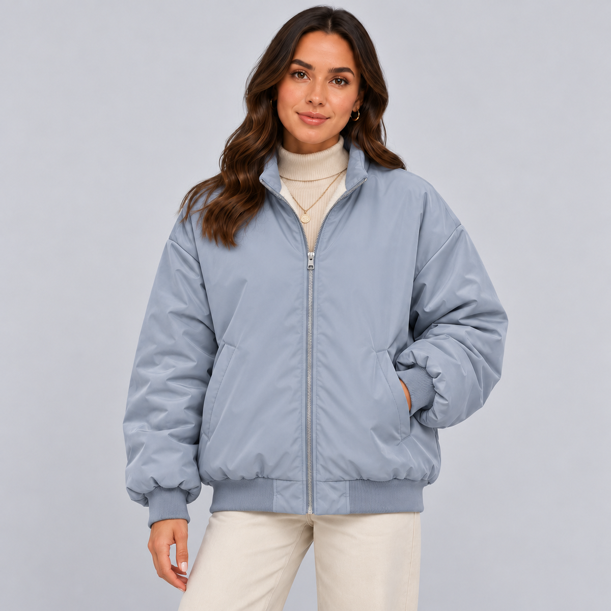 Montarello Women's Winter Jacket Double Layer Relaxed Fit - Blue - main