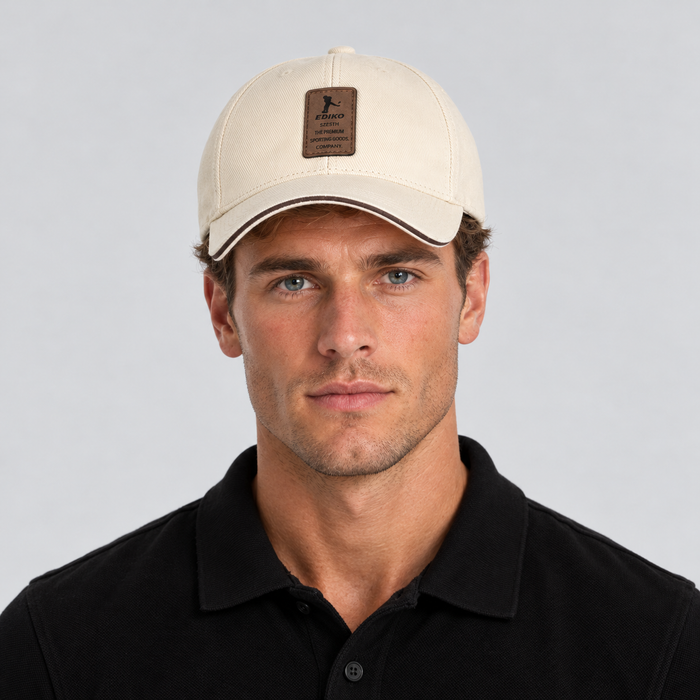 Montarello Men's Baseball Cap Twill Curved Peak Contrast Brim - Beige - main