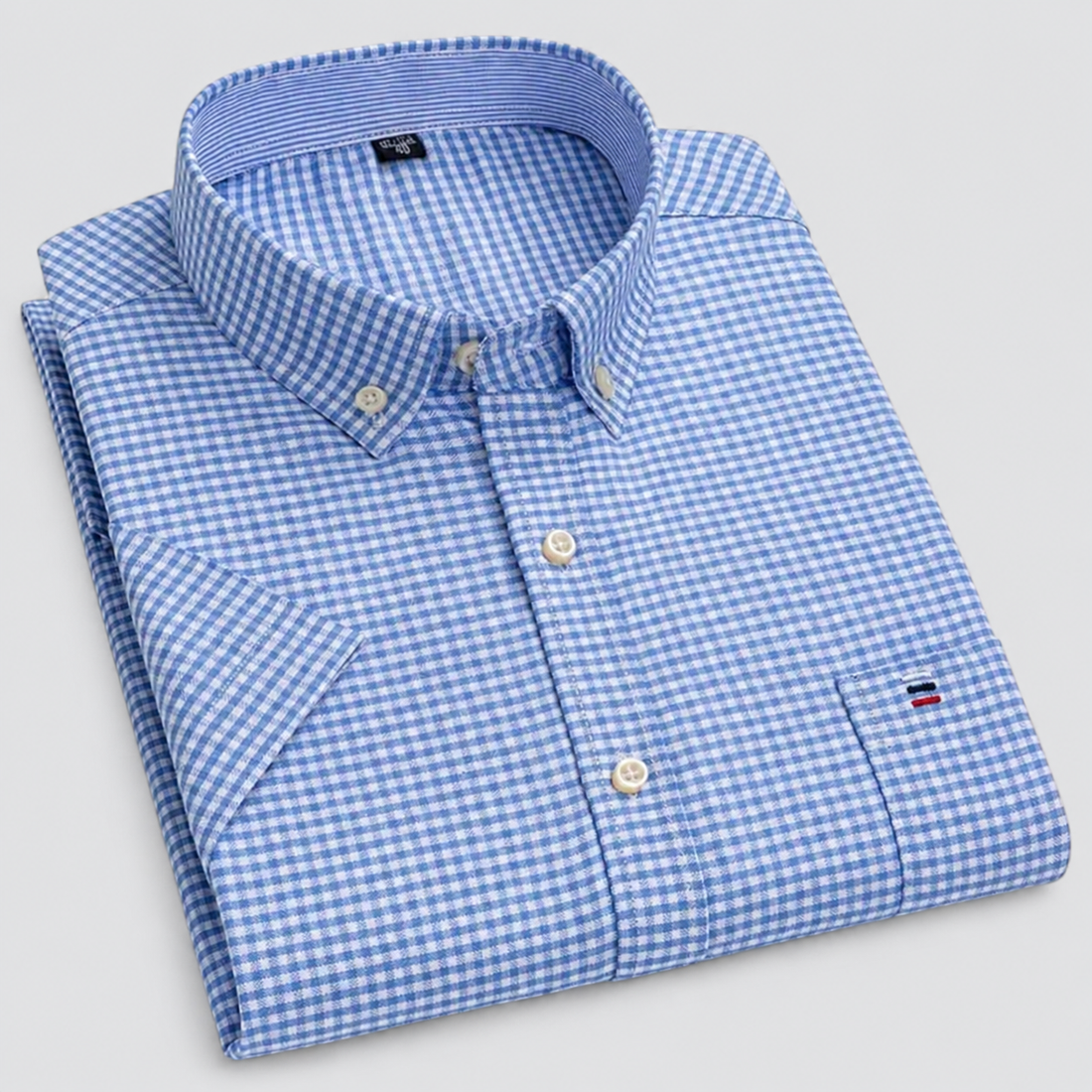 Montarello Men's Oxford Cotton Short-Sleeve Summer Shirt