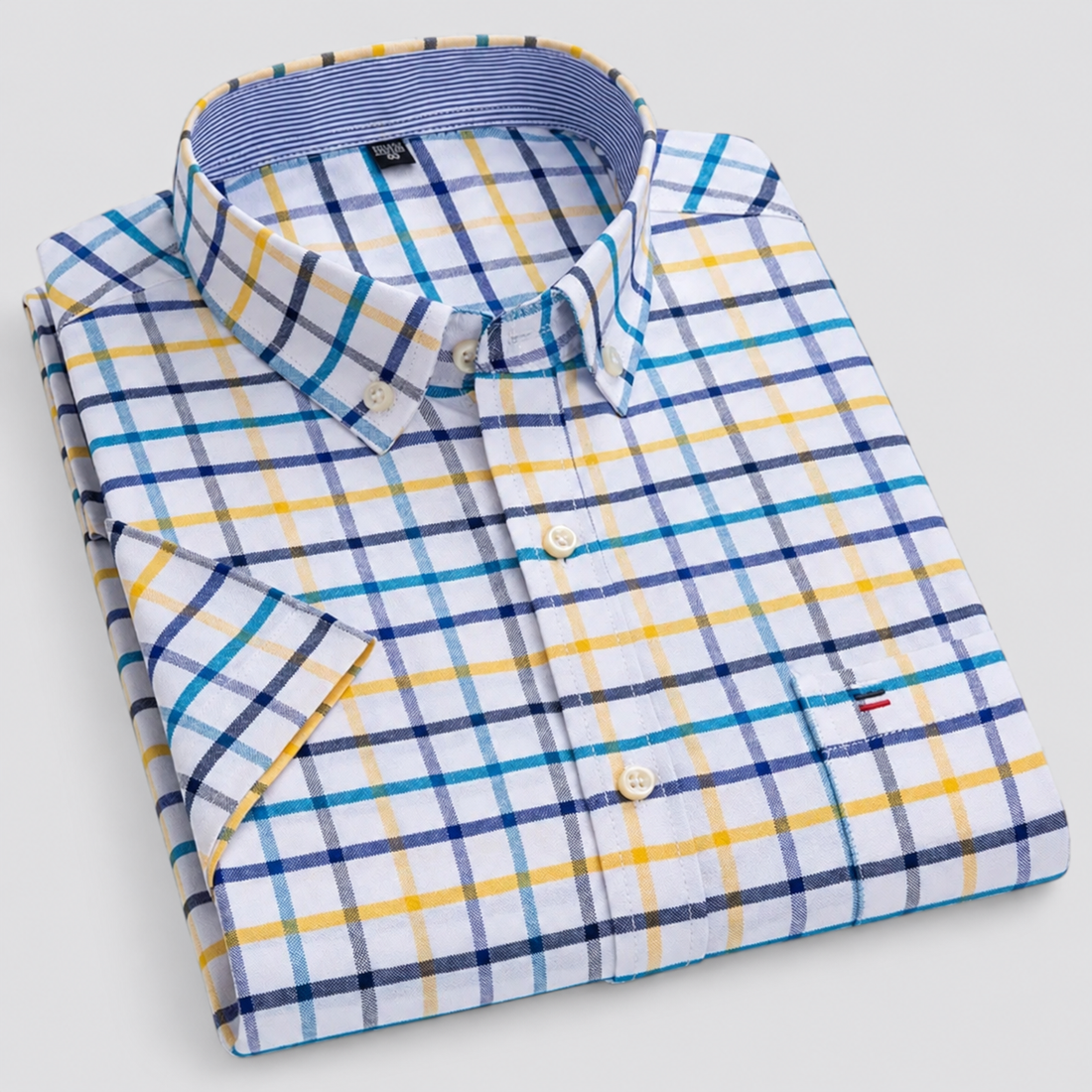 Montarello Men's Oxford Cotton Short-Sleeve Summer Shirt