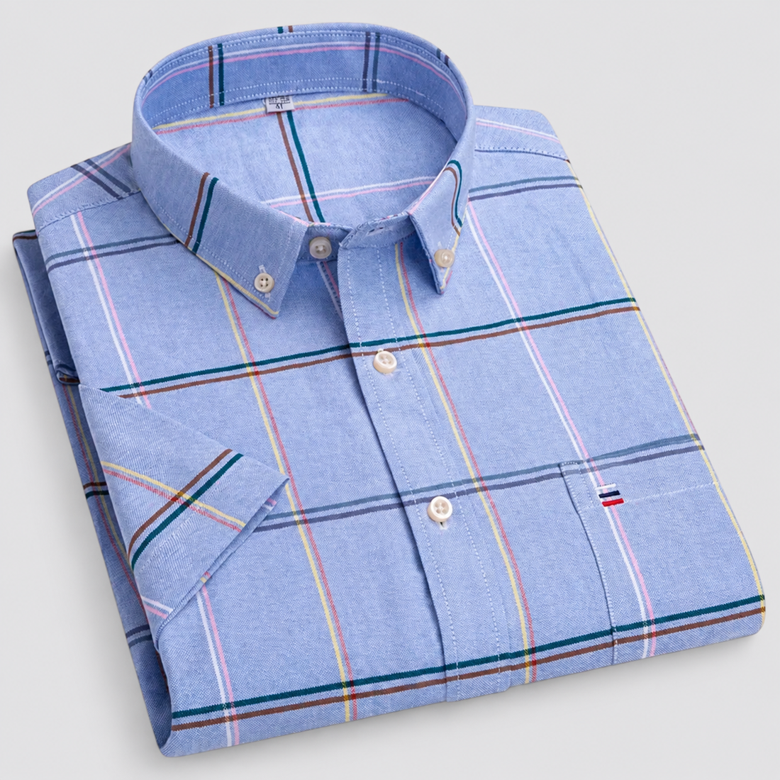Montarello Men's Oxford Cotton Short-Sleeve Summer Shirt