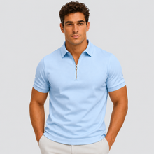 Montarello Men's Zip-Neck Slim-Fit Short-Sleeve Polo Shirt