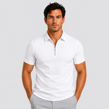 Montarello Men's Zip-Neck Slim-Fit Short-Sleeve Polo Shirt