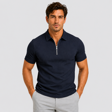 Montarello Men's Zip-Neck Slim-Fit Short-Sleeve Polo Shirt