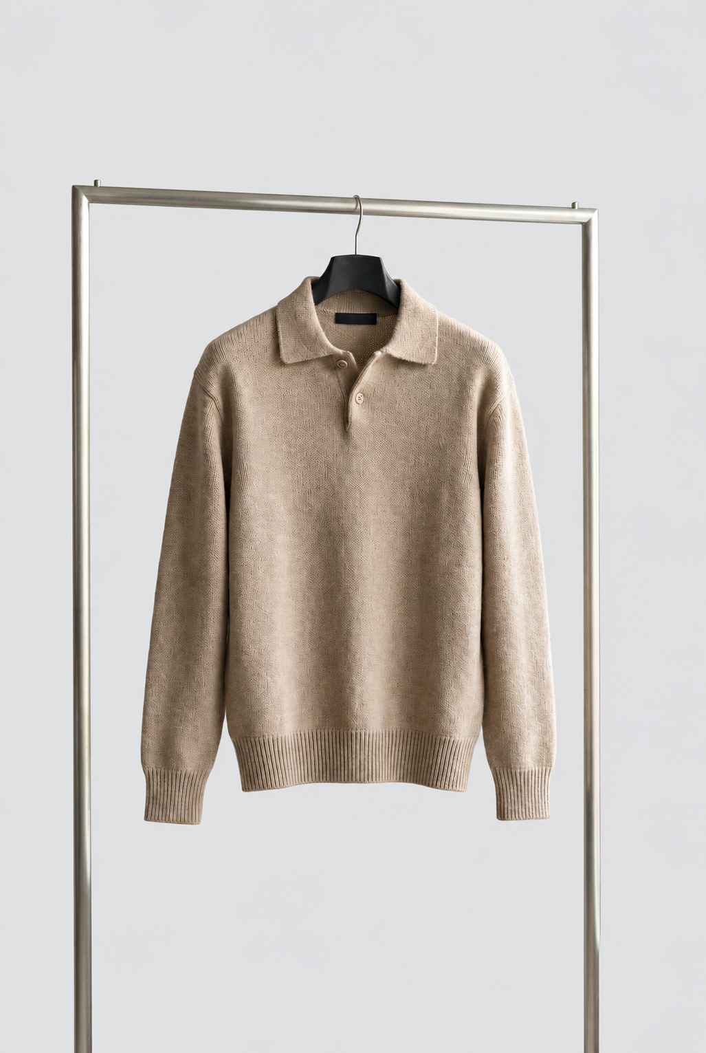Montarello Men's Polo Jumper Knitted Textured Relaxed Fit