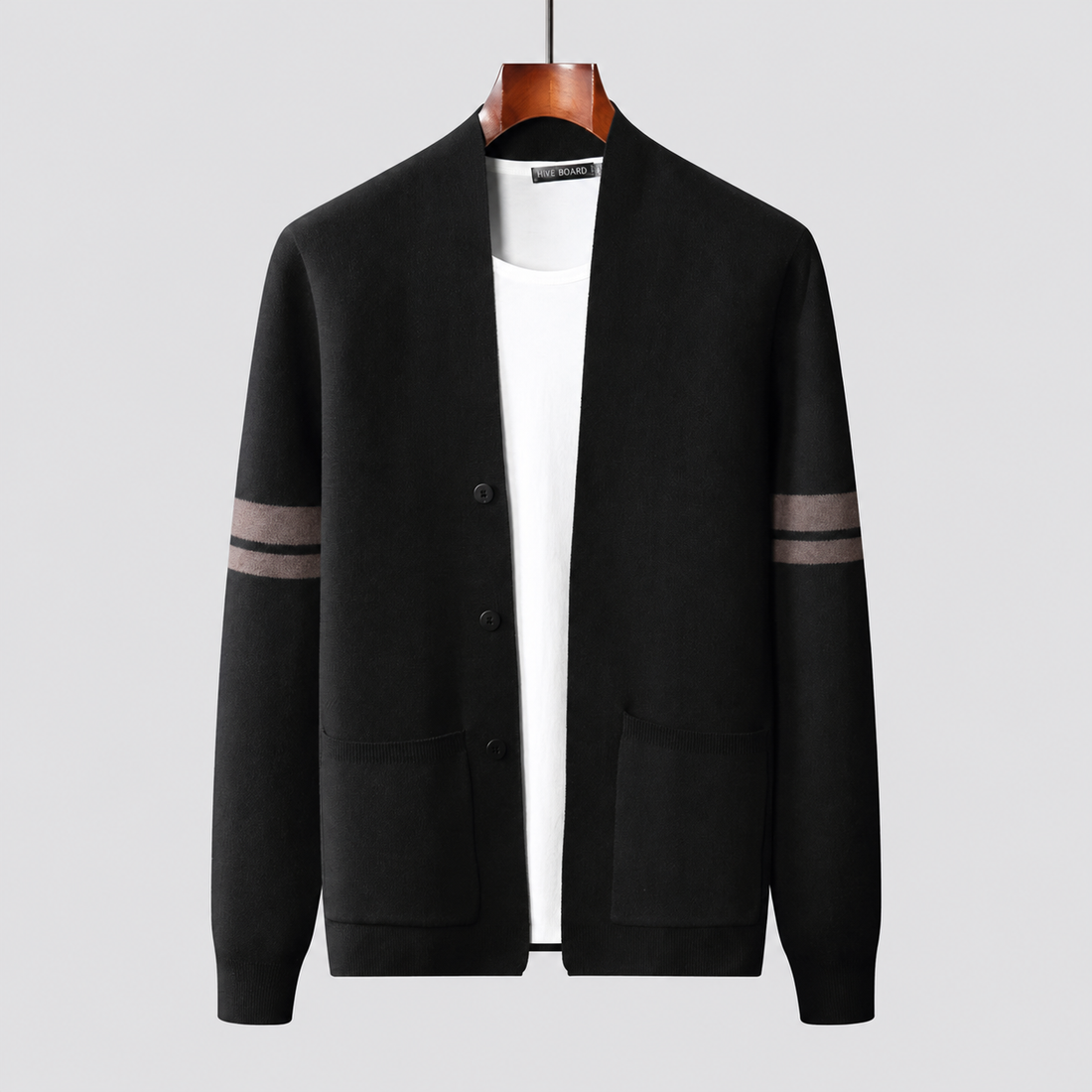 Montarello Men's Cardigan with Varsity Sleeve Stripes