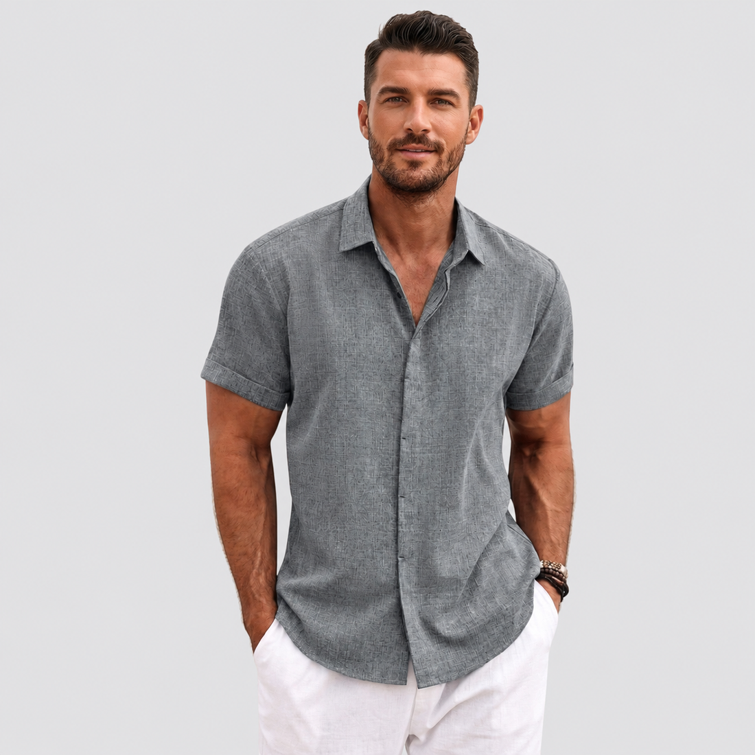 Montarello Men's Lightweight Short-Sleeve Relaxed-Fit Summer Shirt