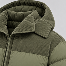 Montarello men's oversized hooded puffer jacket – dark green hood detail