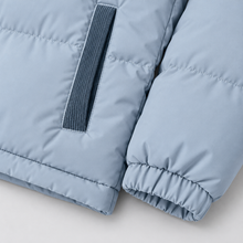 Montarello men's oversized hooded puffer jacket – sky blue sleeve pocket detail
