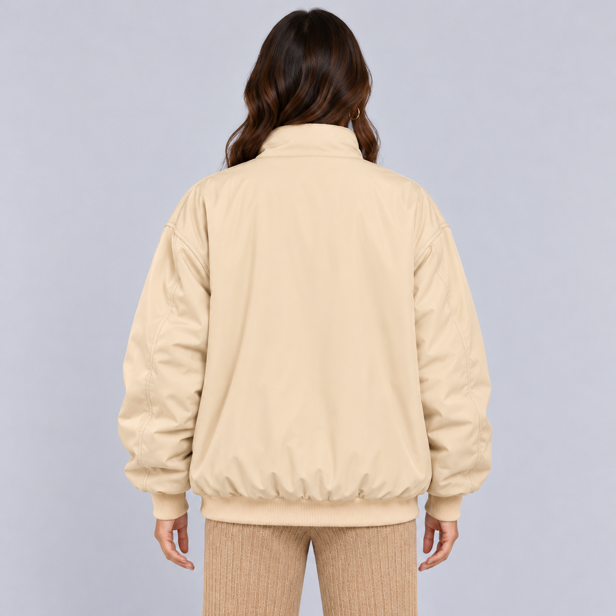 Montarello Women's Winter Jacket Double Layer Relaxed Fit - Beige - back view