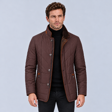 Montarello men's quilted stand collar jacket – burgundy front standing