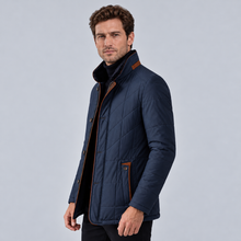 Montarello men's quilted stand collar jacket – dark blue side