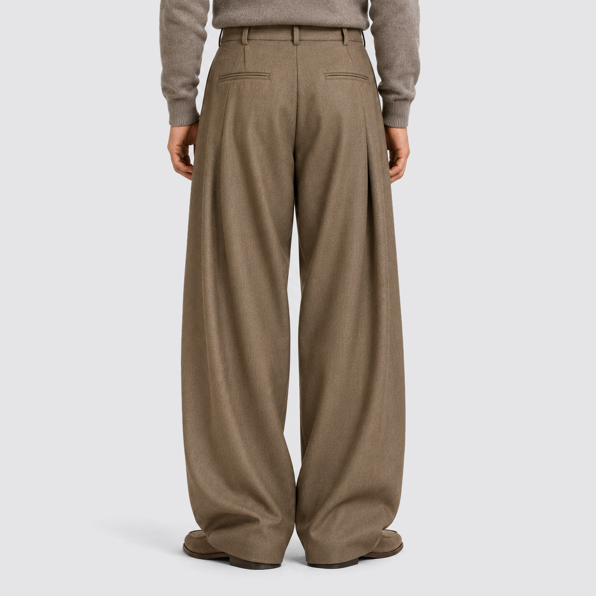 Montarello high-waist-light-brown trousers rear view