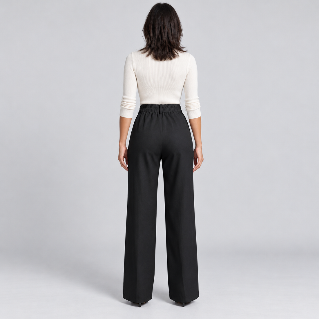 Women's high-waisted tailored trousers – black back