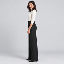 Women's high-waisted tailored trousers – black side