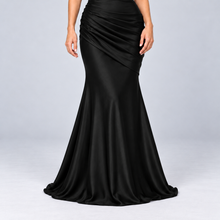 Montarello Women's One-Shoulder Satin-Look Maxi Dress – black detail