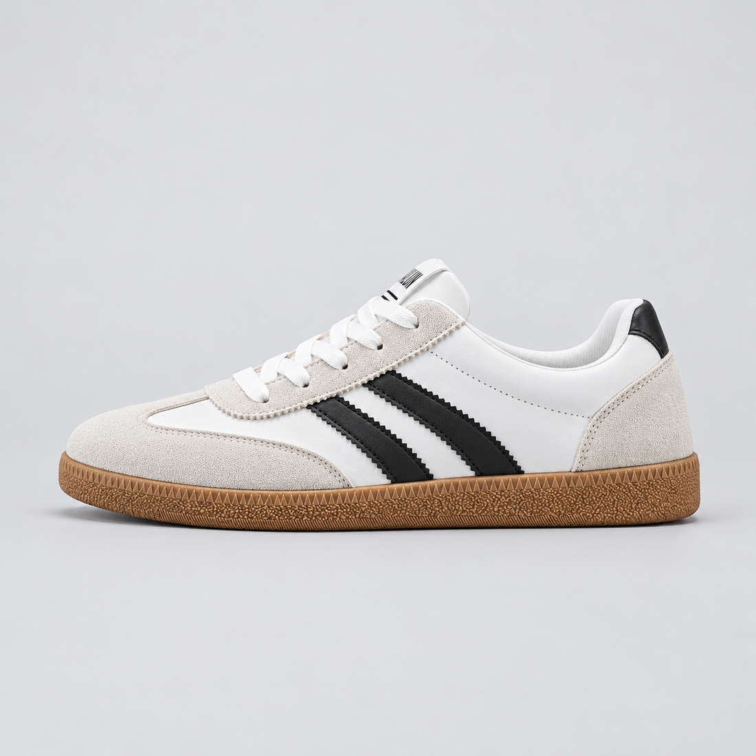 Montarello Men's Retro Trainers with Contrast Stripes — White — side view