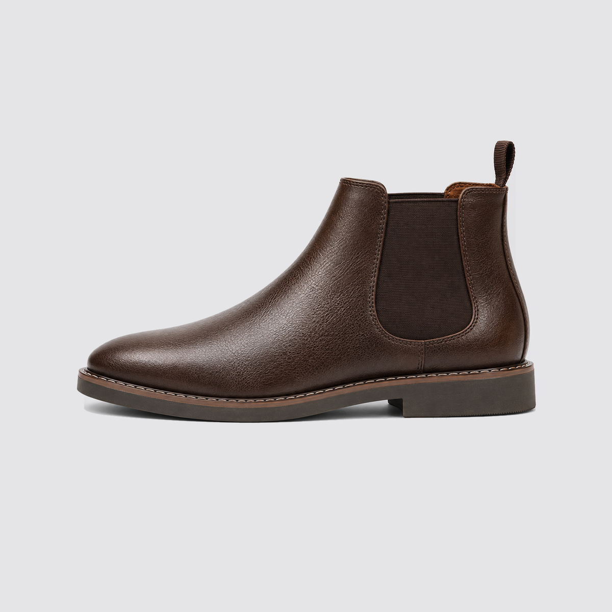Dark brown Chelsea boot side profile