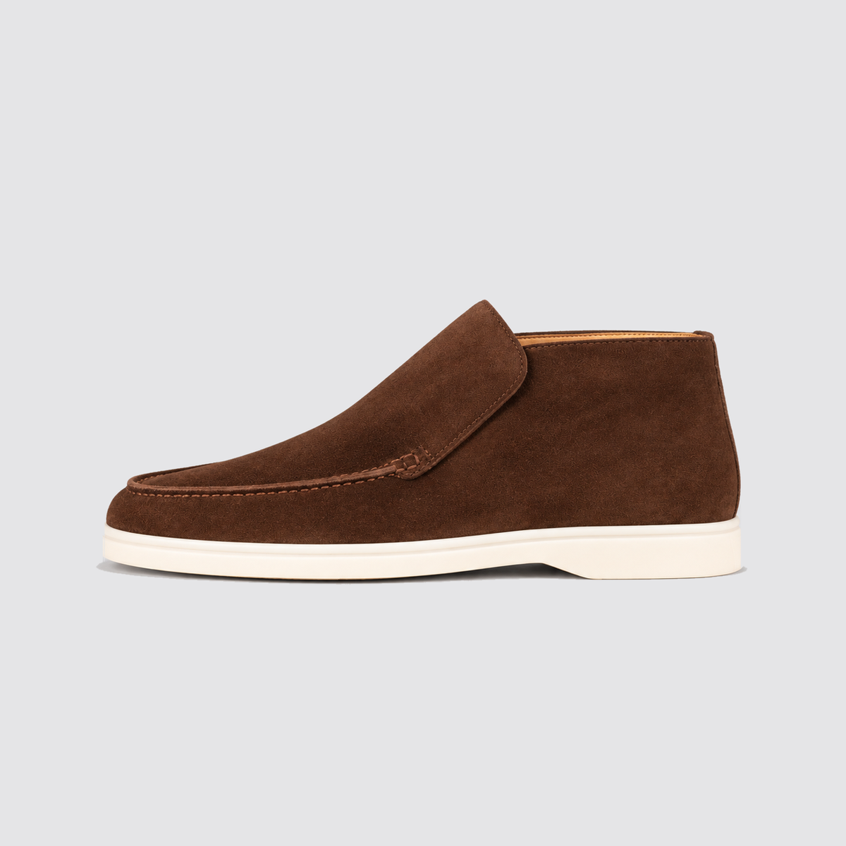 Brown suede ankle boot side profile