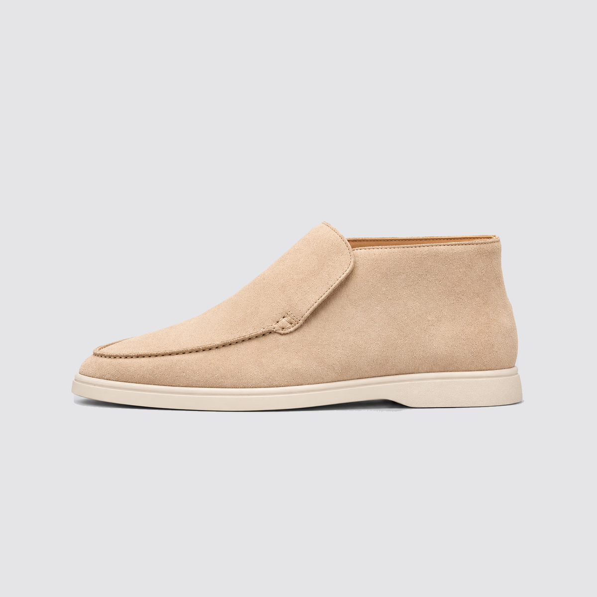 Nude suede ankle boot side profile