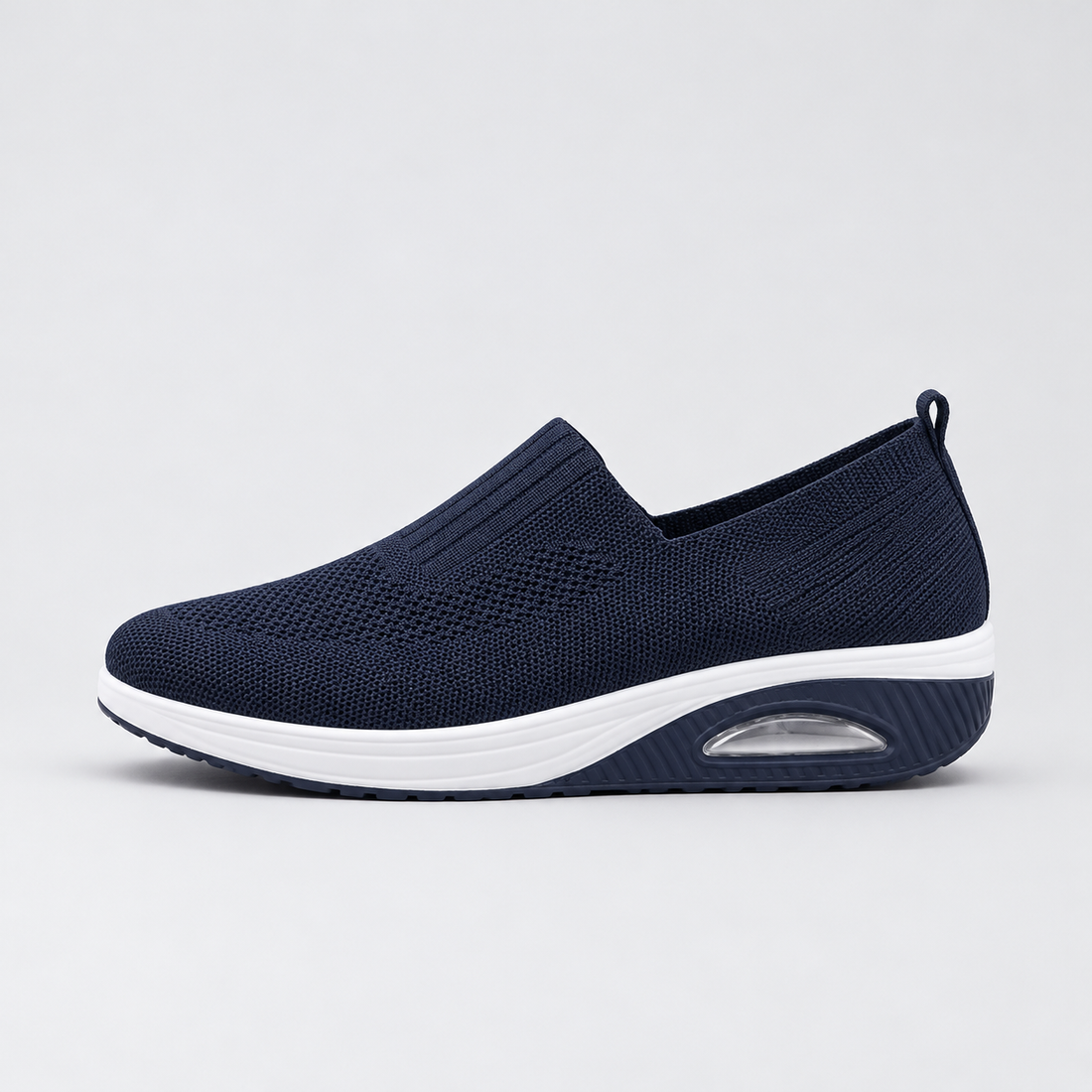 Montarello Women's Slip-On Trainers with Knitted Upper — Dark Blue — side view