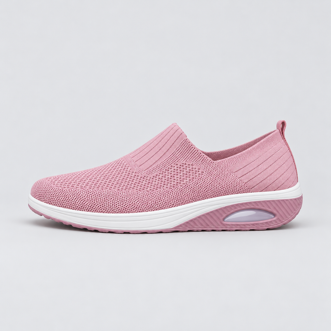 Montarello Women's Slip-On Trainers with Knitted Upper — Pink — side view