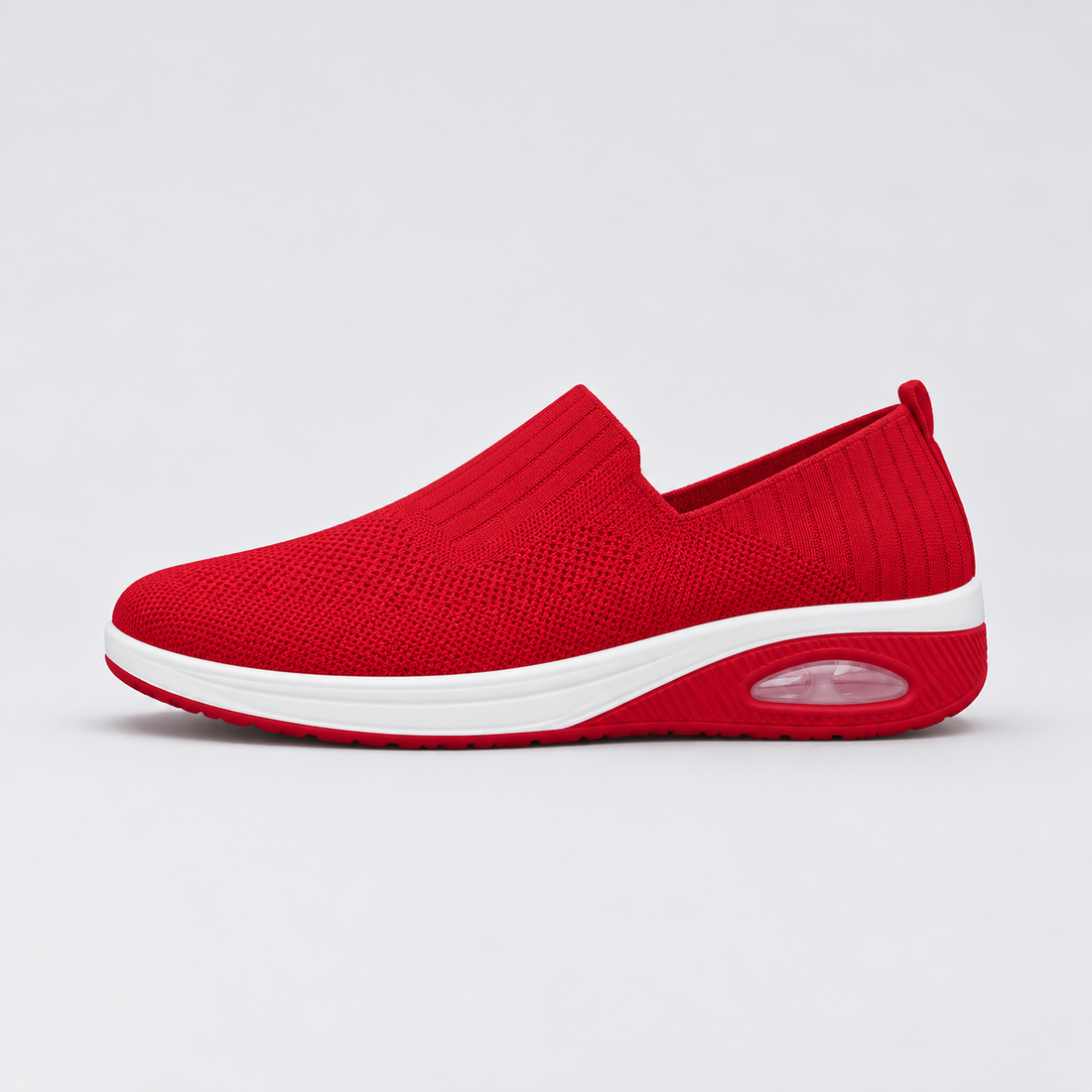 Montarello Women's Slip-On Trainers with Knitted Upper — Red — side view