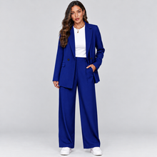 Montarello longline blazer and wide-leg trousers – corrected blue colour