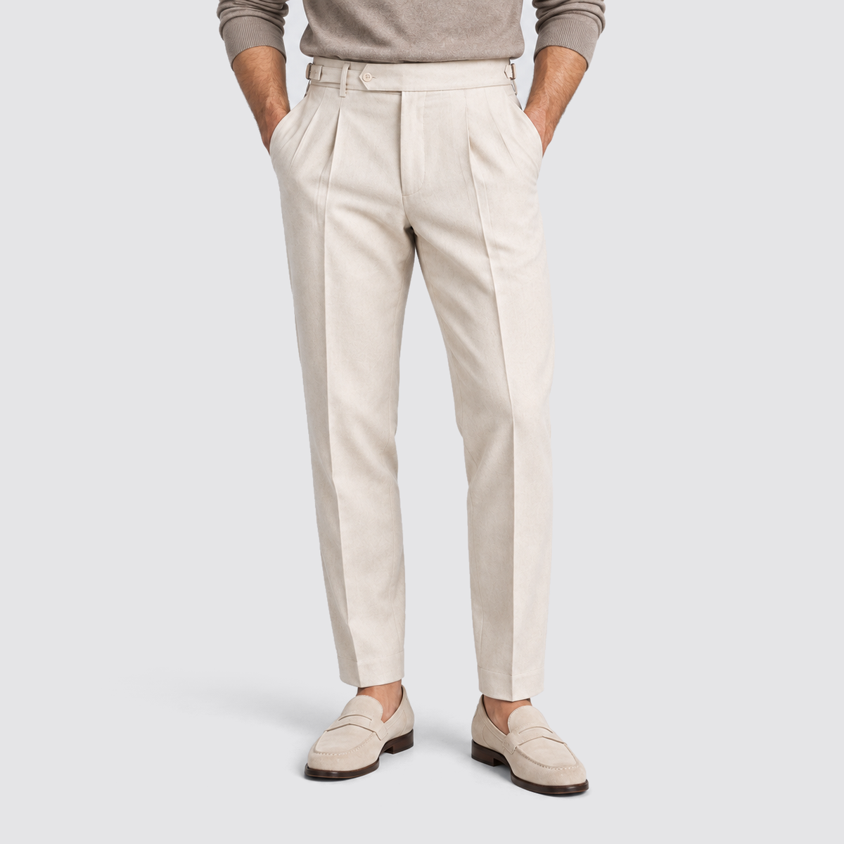 Montarello Tailored Fit Trousers – broek-schoenen-beige