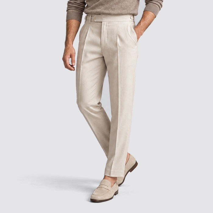 Montarello Men's Tailored Fit Trousers – Beige – 01