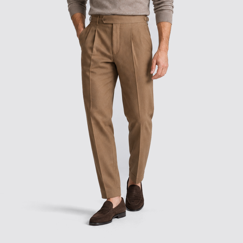 Montarello Men's Tailored Fit Trousers – Brown – 01