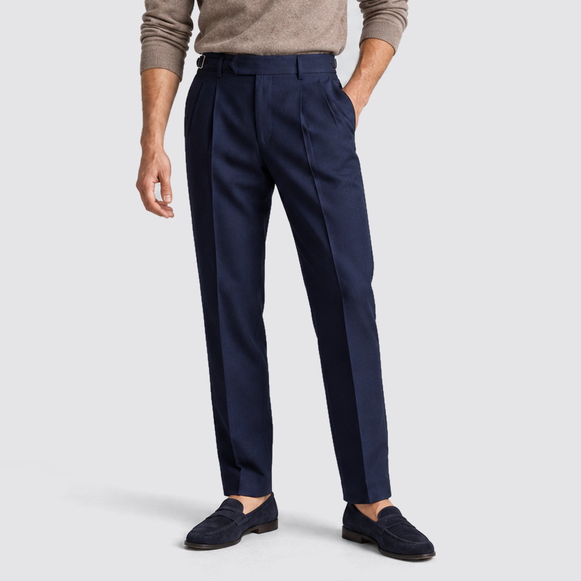 Montarello Men's Tailored Fit Trousers – Navy – 01