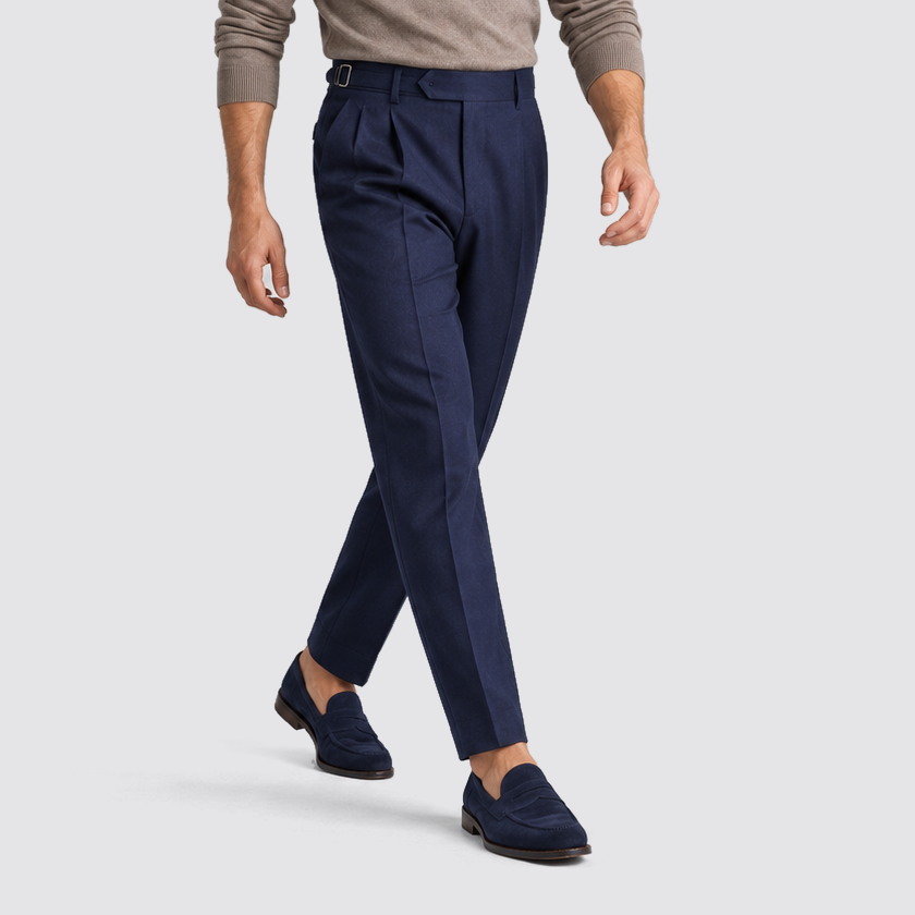 Montarello Men's Tailored Fit Trousers – Navy – 02