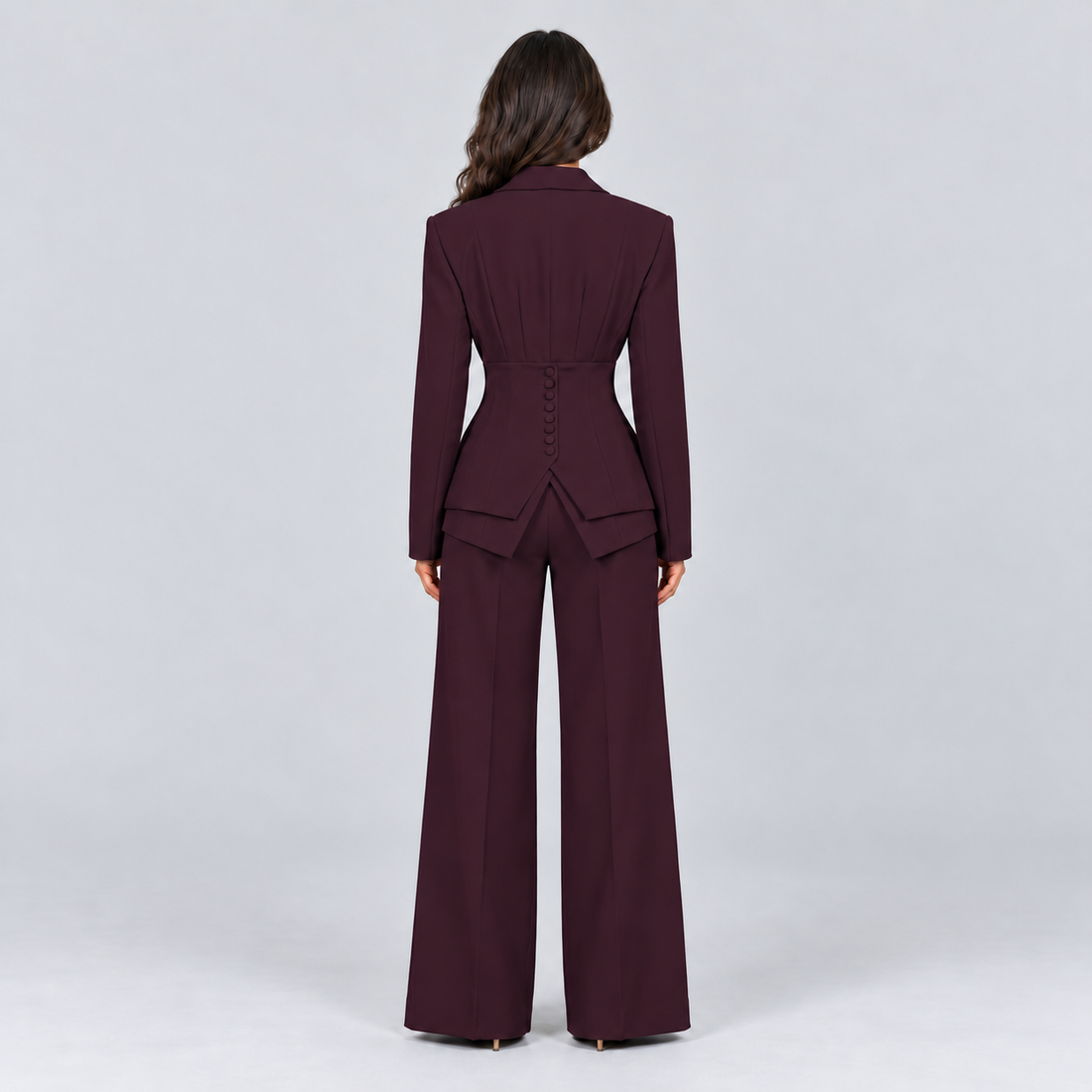 Montarello Women's Tailored Three-Piece Suit – Burgundy back