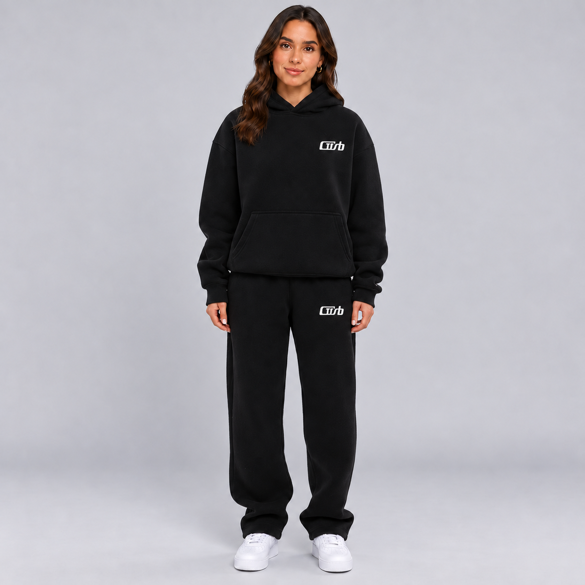 Montarello Women's Tracksuit Hooded Two Piece Relaxed Fit - Black - main