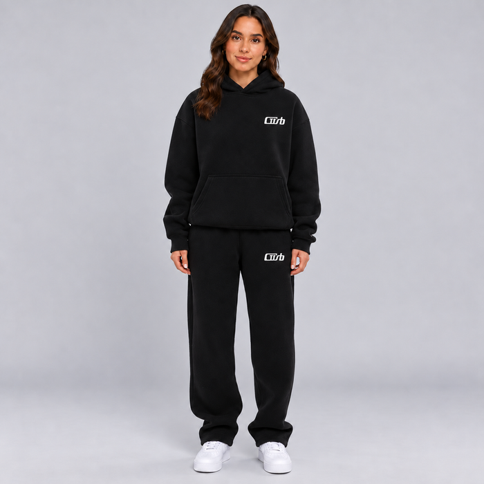 Montarello Women's Tracksuit Hooded Two Piece Relaxed Fit - Black - main