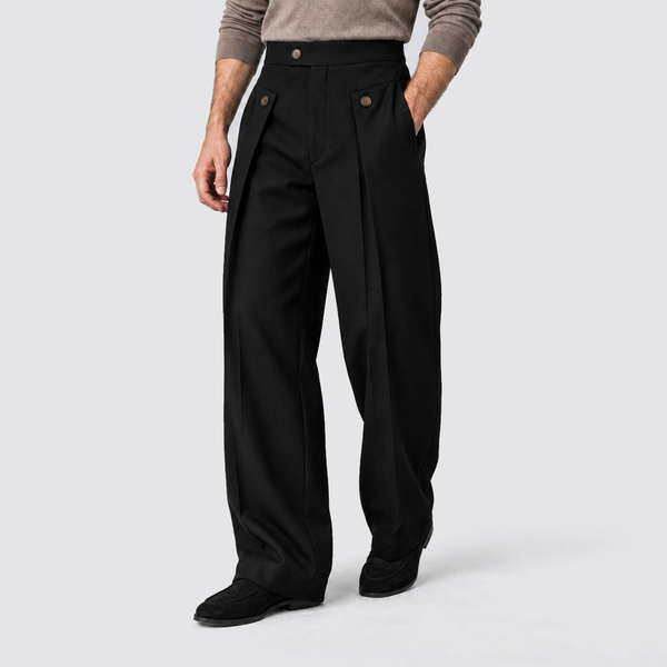 Montarello wide leg trousers - Black - ontspannen driekwart