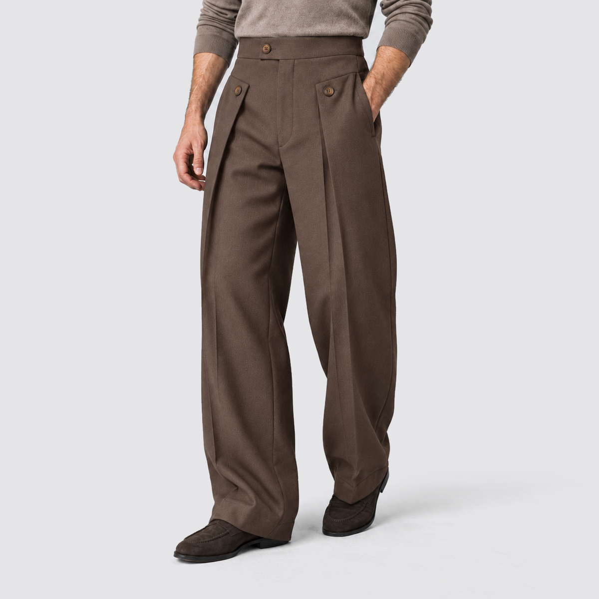 Montarello wide leg trousers - Brown - ontspannen driekwart