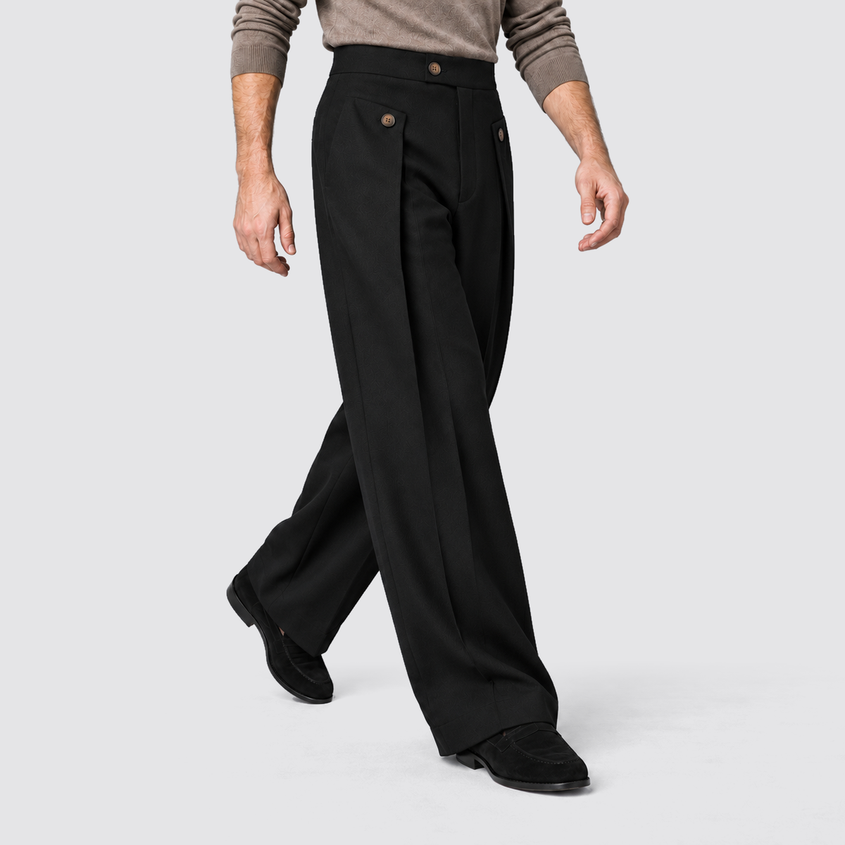 Montarello wide leg trousers - Black - lopend driekwart