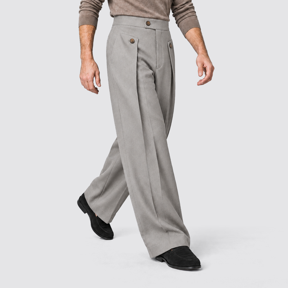 Montarello wide leg trousers - Grey - lopend driekwart