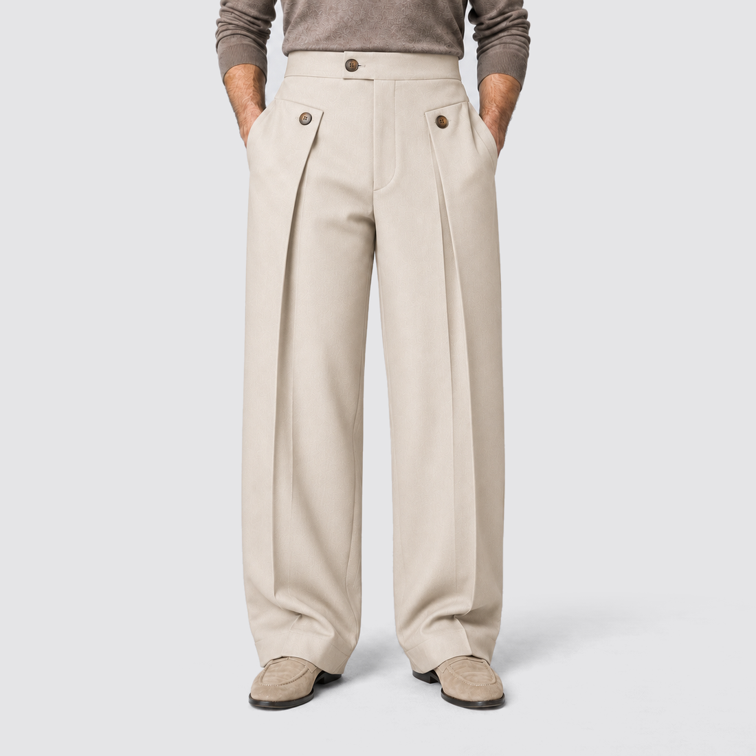 Montarello wide leg trousers - Beige - frontaal