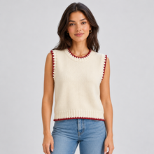Montarello women's contrast trim sweater vest – cream – studio photograph