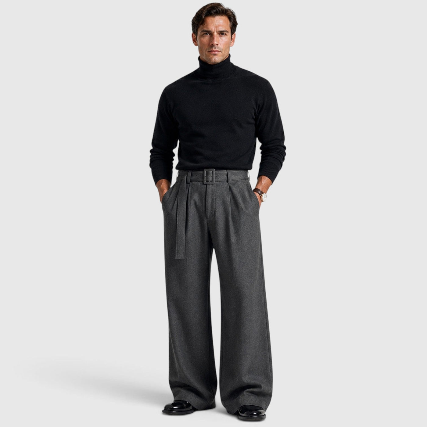 Montarello Men's Trousers Straight Leg Pleated Tailored