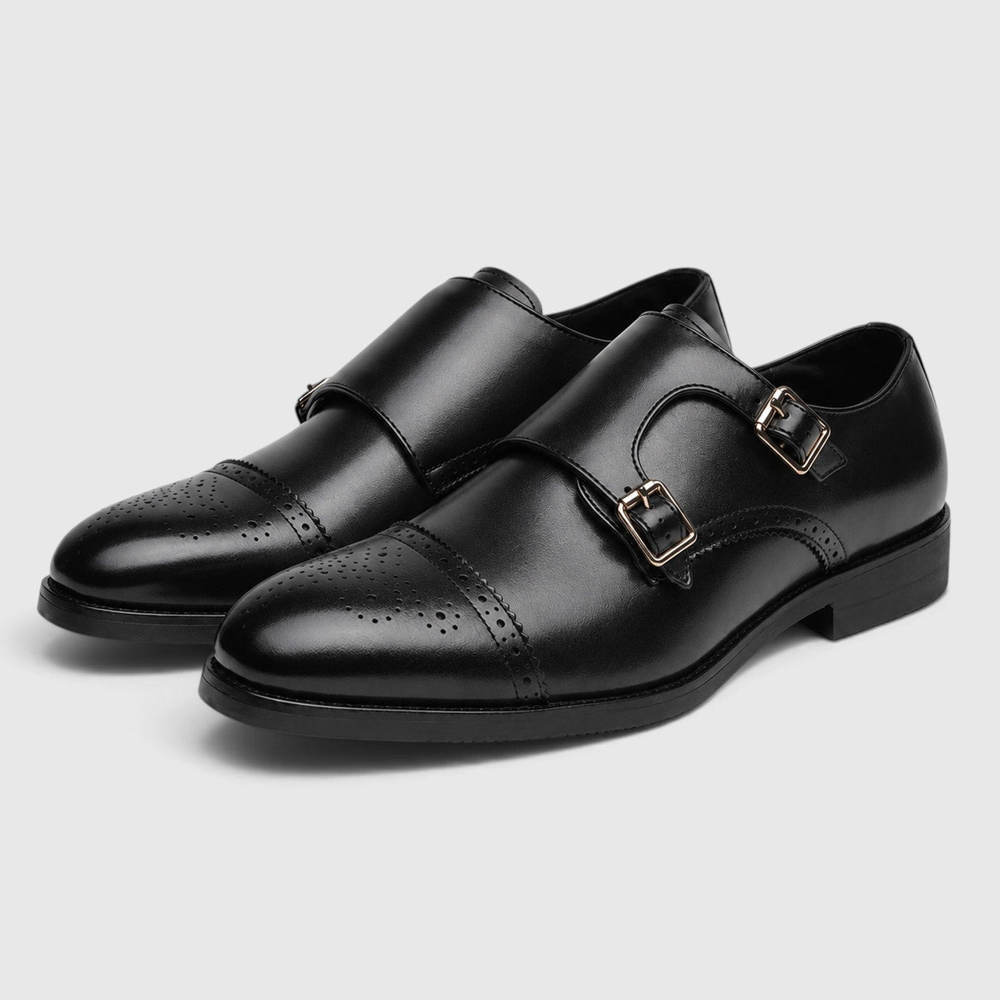 Montarello Men's Formal Shoes Double Monk Strap Leather-Look