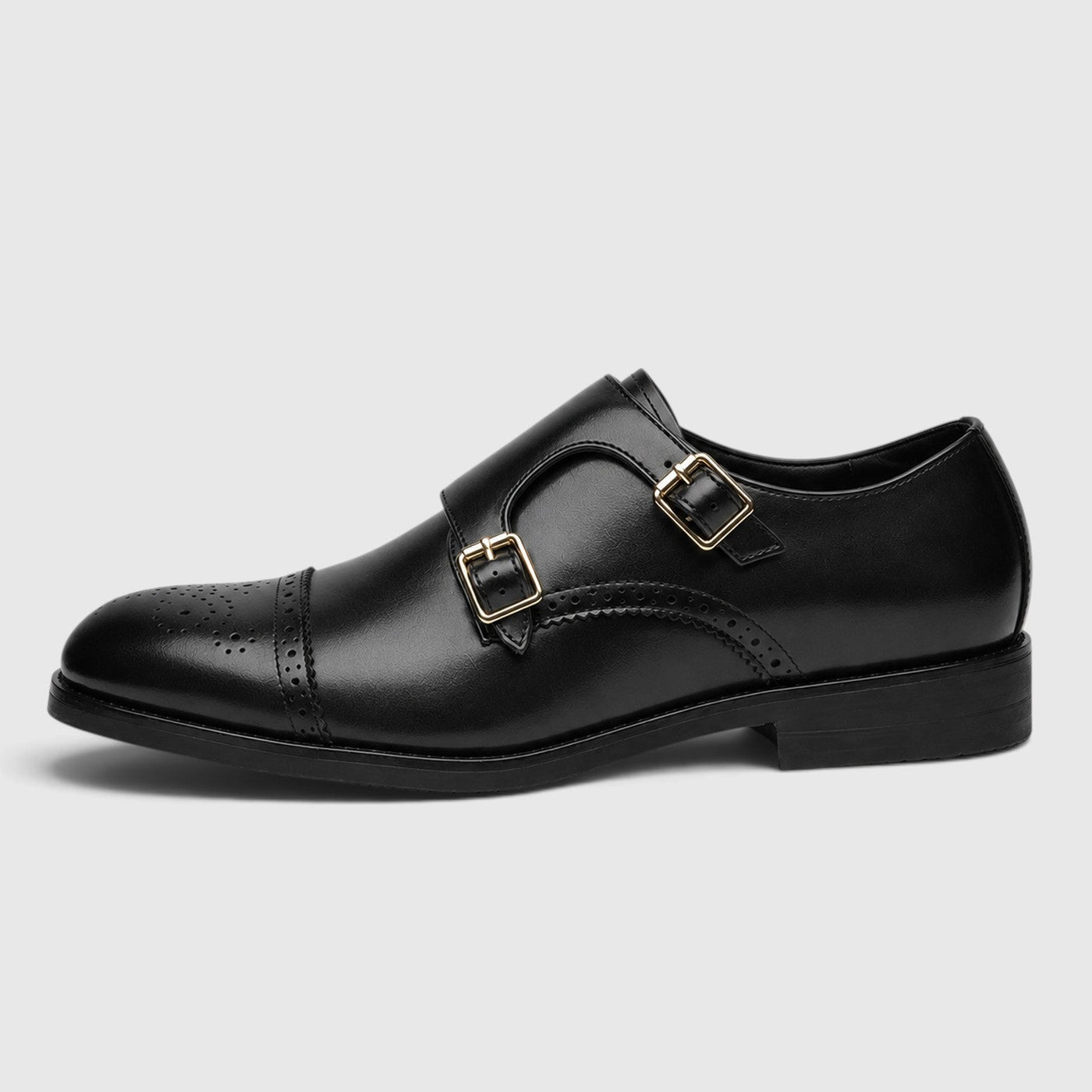 Montarello Men's Formal Shoes Double Monk Strap Leather-Look