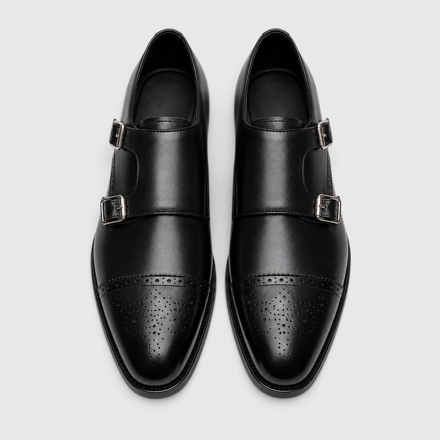 Montarello Men's Formal Shoes Double Monk Strap Leather-Look