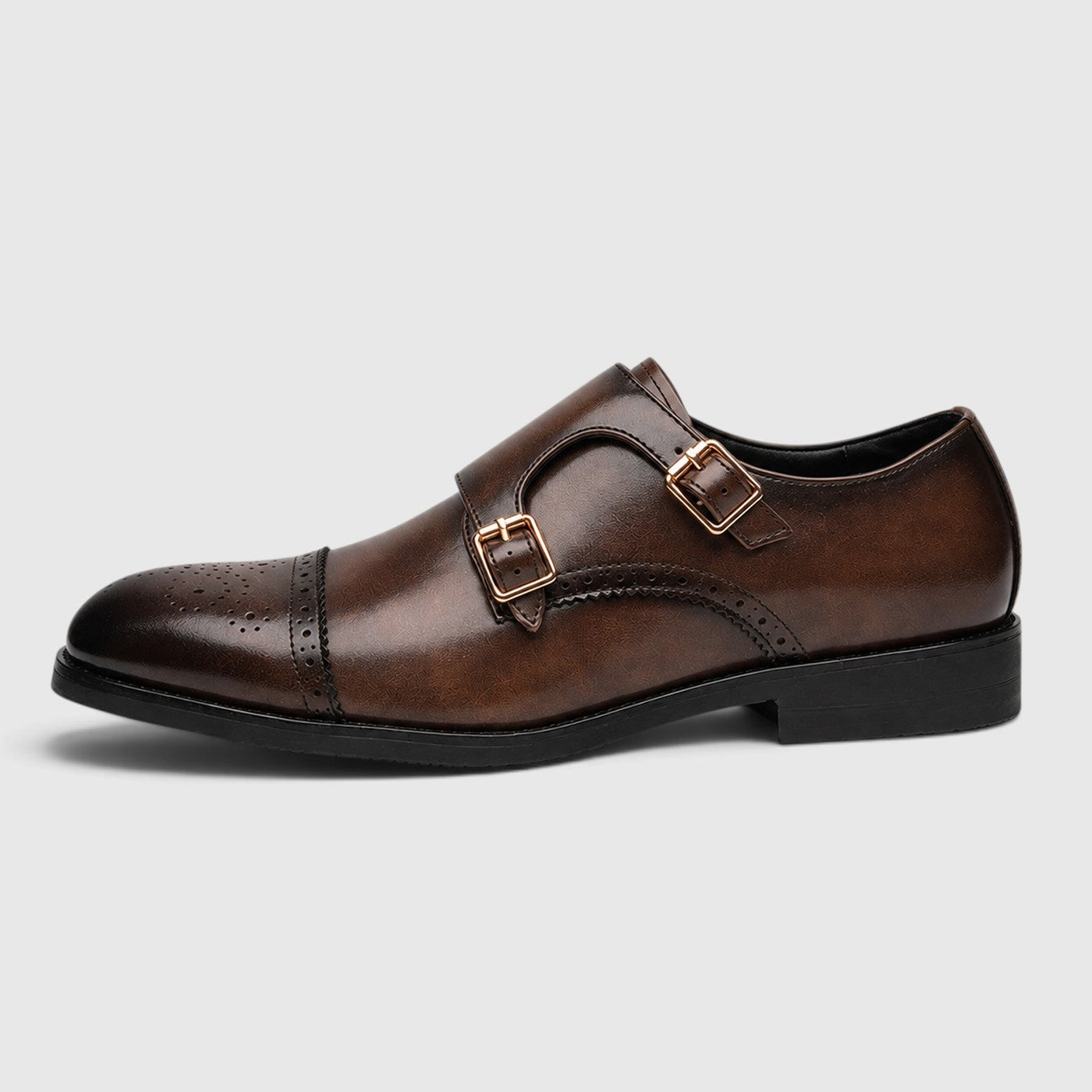 Montarello Men's Formal Shoes Double Monk Strap Leather-Look